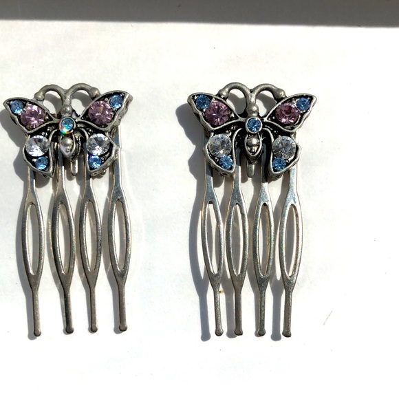 Bejewelled butterfly hair pins (set of 4) - Picture 3 of 3